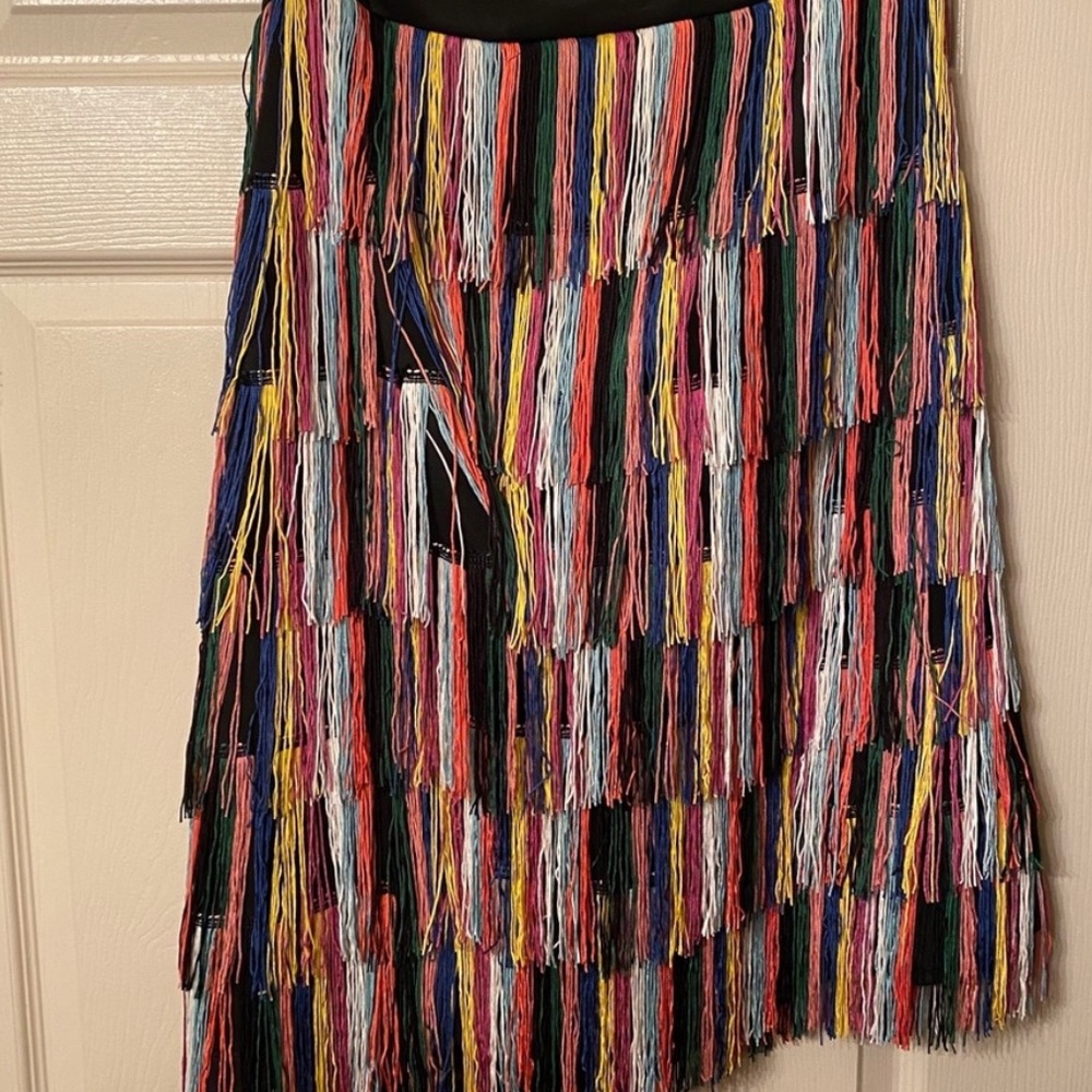 Eloquii Multicolor Fringe Skirt with Pink Accent - Picture 5 of 8